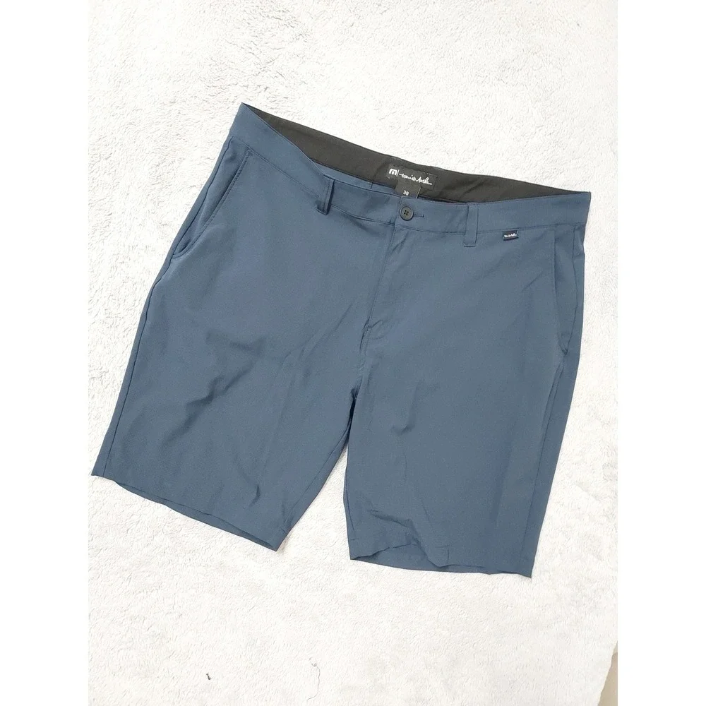 Travis Mathew Shorts Mens 38 Wanderlust Golf Performance Activewear Blue Preppy